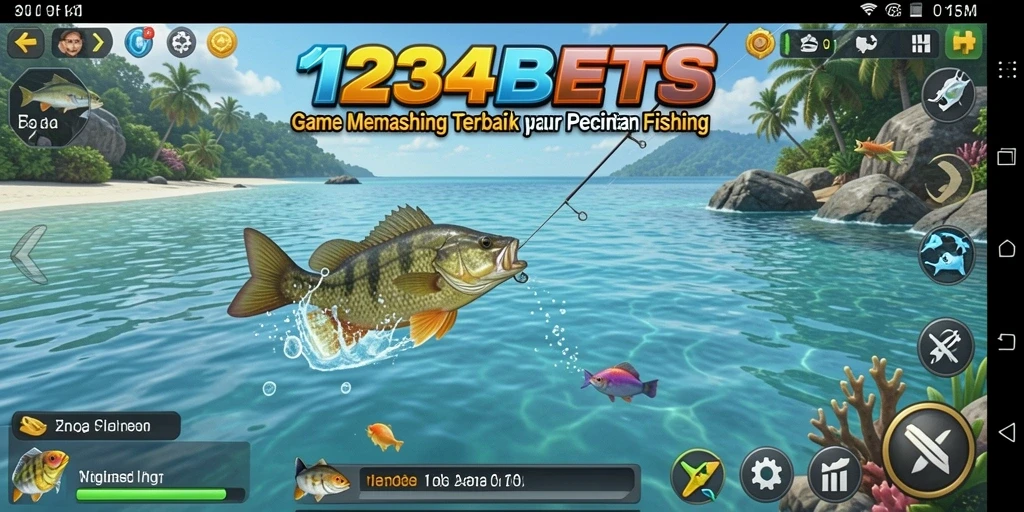 Screenshot gameplay 1234BETS menampilkan momen seru memancing.