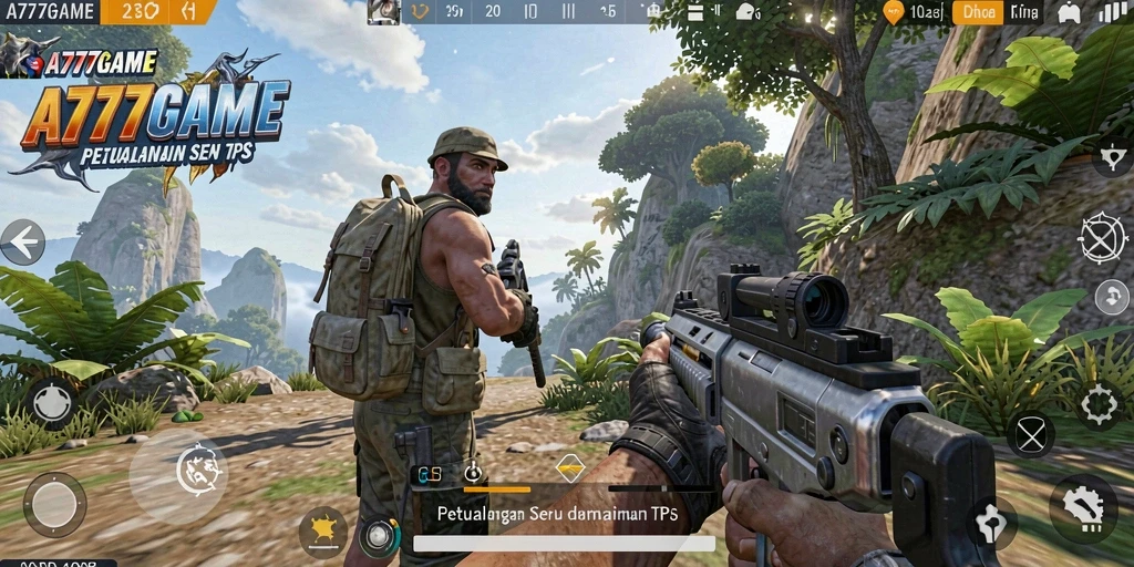 Tampilan seru gameplay A777GAME dalam aksi TPS.