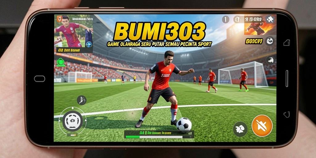Screenshot utama BUMI303 menampilkan aksi seru pertandingan olahraga.