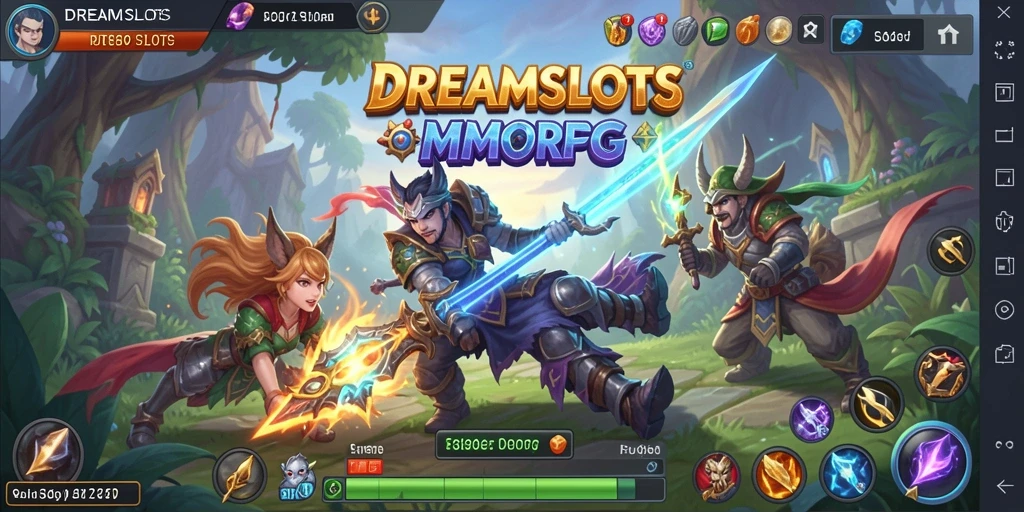 Screenshot utama DREAMSLOTS menampilkan aksi seru dalam gameplay MMORPG.