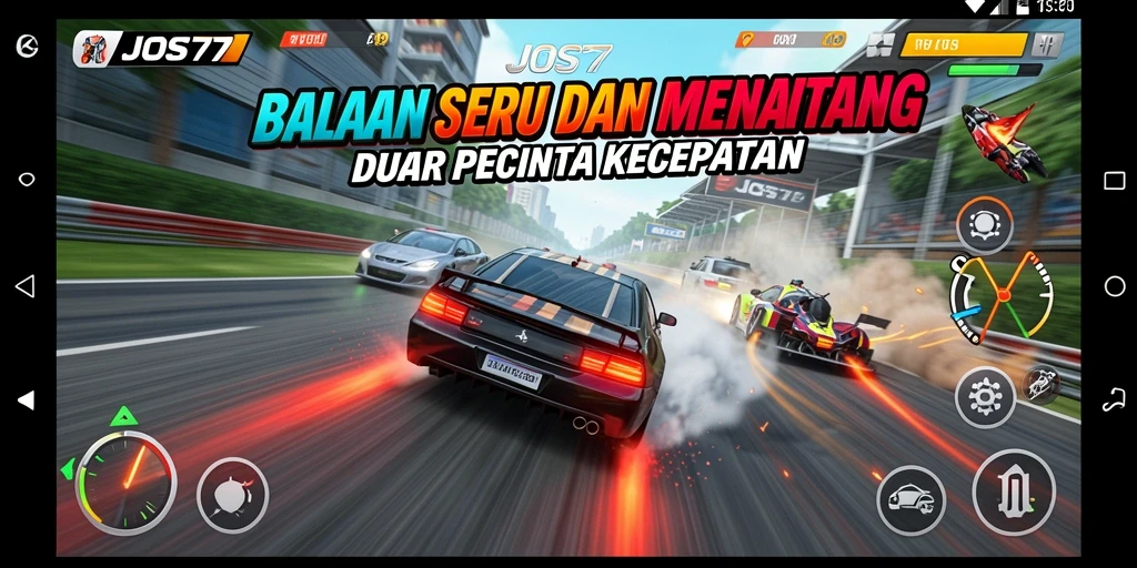 Tangkapan layar JOS77 menampilkan aksi balapan yang mendebarkan.