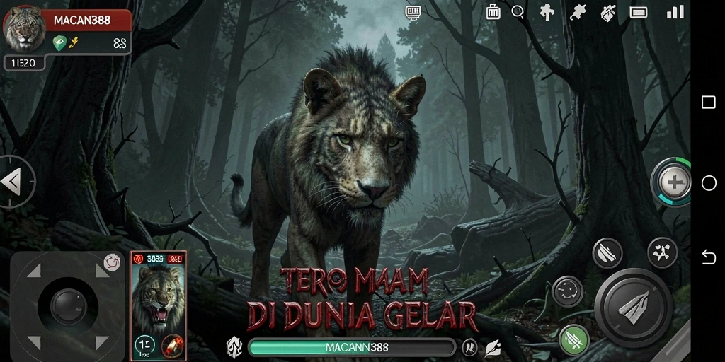 Tampilan gameplay menegangkan di dunia horor penuh kegelapan.
