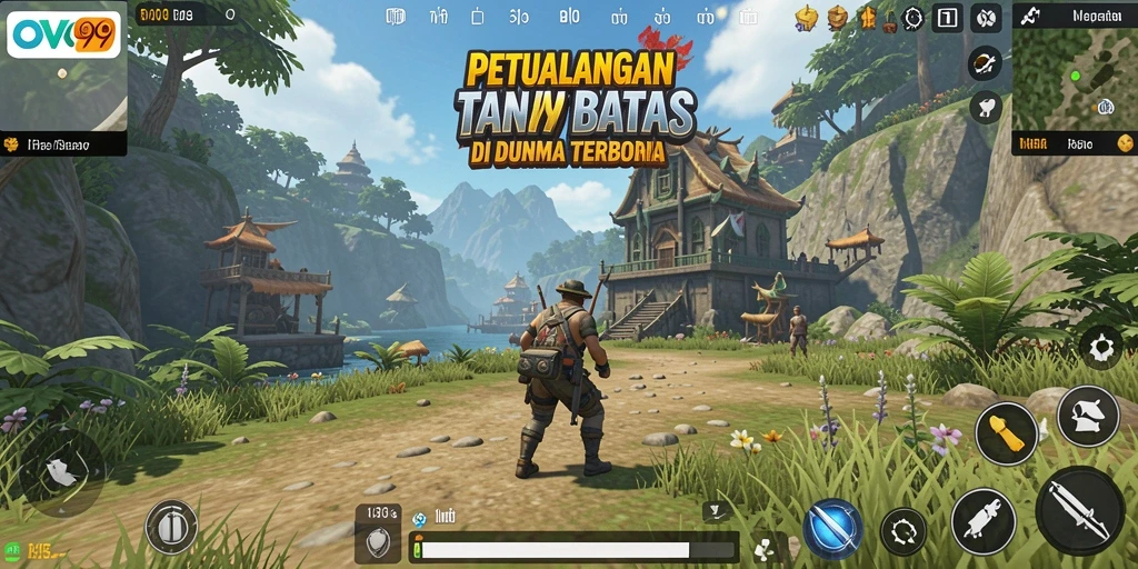 Tampilan gameplay OVO99 yang epik dalam dunia terbuka.