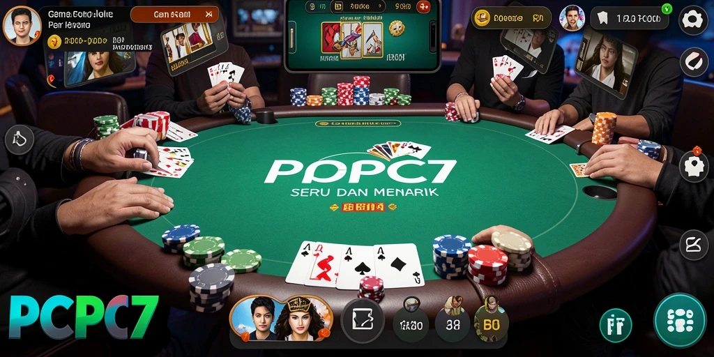 Tampilan gameplay menegangkan di PCPC7 dengan berbagai strategi poker.