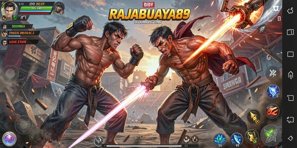 Tampilan gameplay RAJABUAYA89 menampilkan aksi bertarung yang seru.