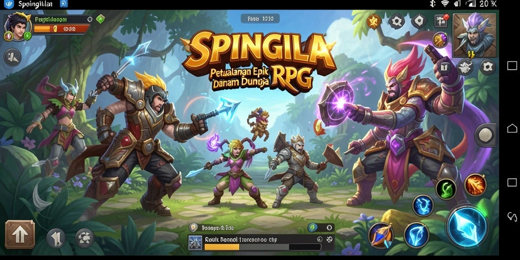 Gameplay RPG SPINGILA dengan karakter dan monster yang beragam.