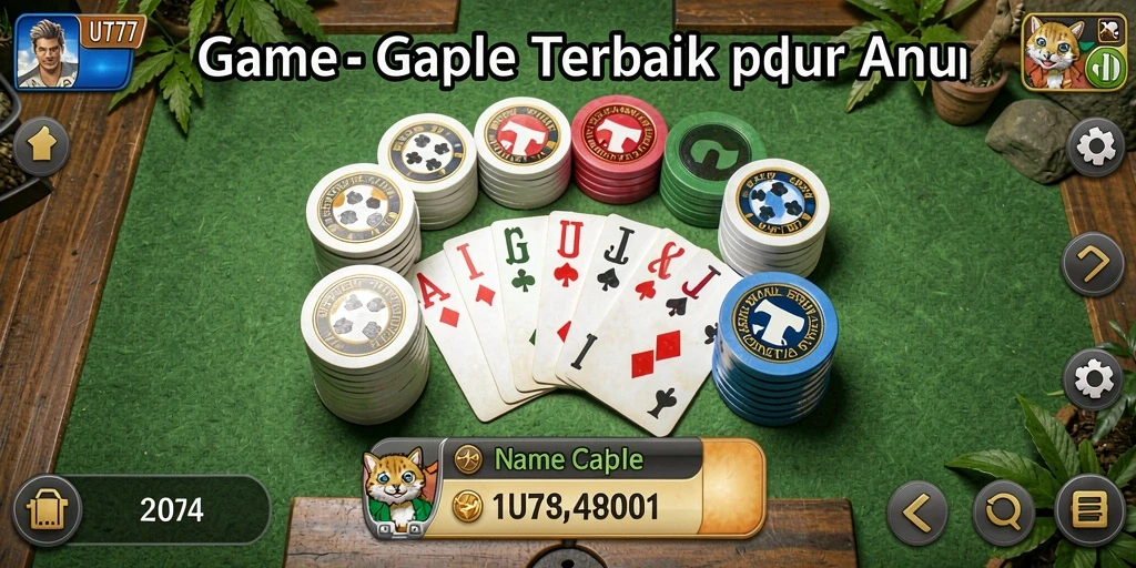 Tampilan gameplay Gaple yang seru dan interaktif di UT77.